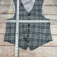 John Varvatos Men’s Gray Plaid Vest M Polyester Viscose Spandex