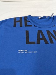 HELMUT LANG Cut Off Logo Shirt Mens Medium Blue Tee T-Shirt