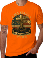 Flag Cross Tree 250 Years Faith Freedom 1776-2026 Unisex T-Shirt