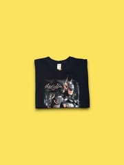 Vintage Batman Shirt Men L Black Tee Arkham Knight Video Game Promo Y2K Cyber