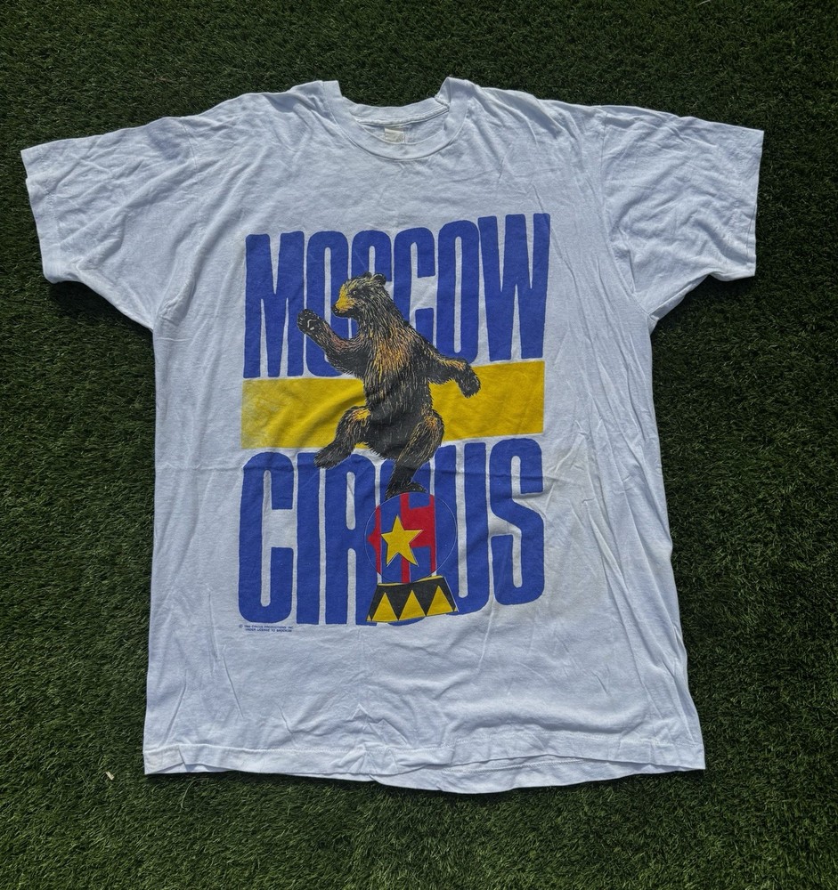 Vintage 80s Moscow Circus T Shirt XL Rare Russian Carnival Brockum Avant Garde