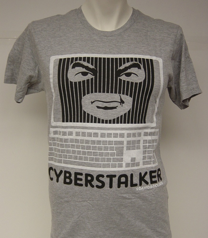 Mens David & Goliath Computer Cyberstalker Heather Gray Novelty Tee T-Shirt
