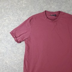 Asos Shirt Men Large Red Burgundy Crew Neck Short Sleeve Stretch Pullover Casual
