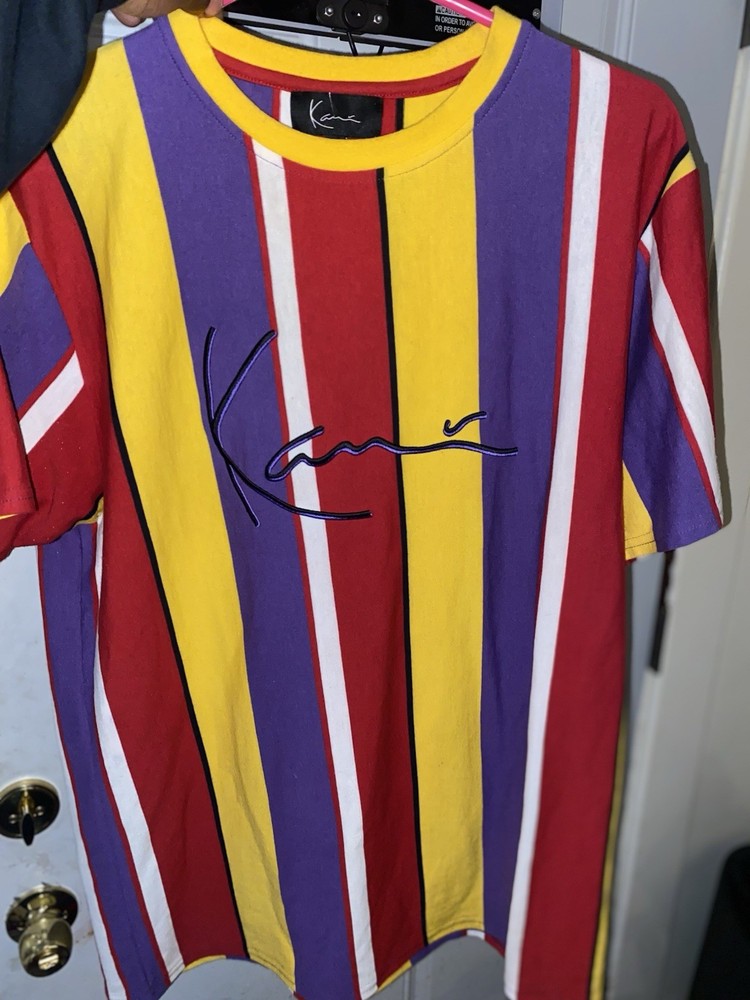Vintage 90s Karl Kani Striped T-shirt Big Logo Multicolor Mens Size M