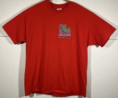 Vintage 90s Gecko Hawaii Graphic T Shirt Red Neon Lizard Logo Single Stitch XL
