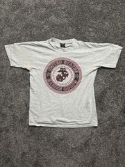 Vintage US Marine Corps White Shirt USA Made Single Stitch Size Large *Stains