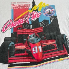 Vtg 1991 Cleveland Budweiser Grand Prix 10th Anni Indy Car Racing White Shirt XL