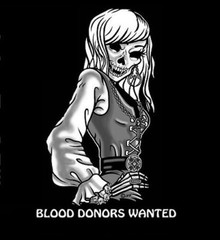 A TRUE BLOOD DONOR WANTED VAMPIRE GIRL SKULL T-SHIRT