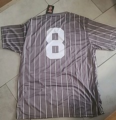 Short Porch Softball Shirt Dark Grey And White Striped practice jersey