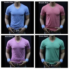 Men Slim T-Shirt V-Neck Fashion Muscle Plain Solid Casual Active Gym Tee S-2X