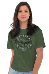 Montana Treasure Mountain Moose Wildlife MT Adult Short Sleeve Crewneck Tee