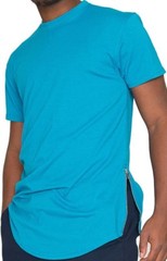 MEN HIPSTER ELONGATED HIP HOP T-SHIRTS WITH SIDE ZIPPER T-552 SOLID