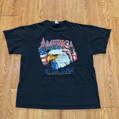 Jesus Men’s Shirt Black America It’s Time To Pray Eagle Scripture Size Large