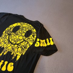 Weekend Warrior Acid Smiley Face Medium Black/Yellow Graphic T-Shirt Funky