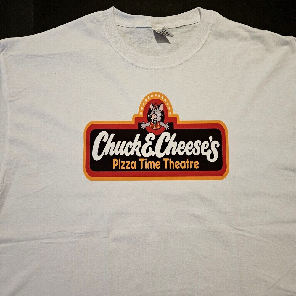 Free Same Day Shipping 1980’s Logo Chuck E. Cheese’s White Shirt New S-XL