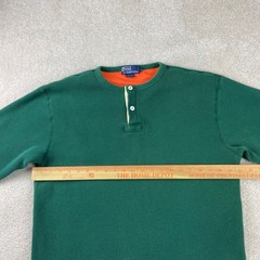 Vtg Polo Ralph Lauren Henley Mens Medium Green Waffle Knit Heavy Thermal