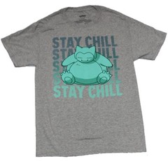 Pokemon New Adult T-Shirt – Snorlax Stay Chill Blue Print