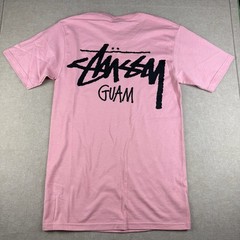 Stussy Guam Shirt Mens S Pastel Pink Logo Streetwear Skate Surf Graphic Tee
