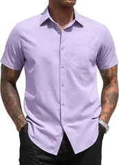 Men’s Short Sleeve Button Down Dress Shirt Business Casual Regular Fit