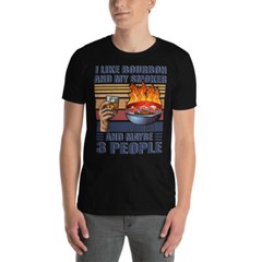 Vintage Retro I Like My Bourbon and My Smoke and Maybe 3 People Funny BBQ Shirt
