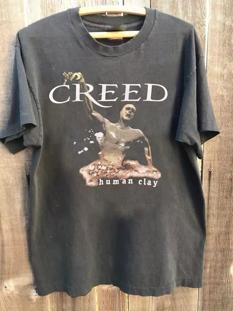 1990s Creed Human Clay Band charcoal T Shirt Graphic tee Unisex AD107
