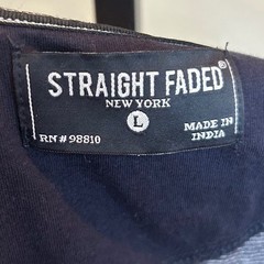 Straight Faded New York Mens Large Navy Blue Textured Knit Short Sleeve T-Shirt