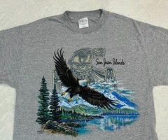 Vintage 1990s San Juan Islands Washington State Bald Eagle Nature T-Shirt, L NEW