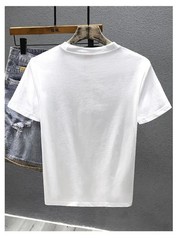Men’s Summer Casual Short Sleeve T-Shirt Dragon Embroidery Slim Fit O-Neck Top
