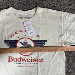 Budweiser King Of Beers T Shirt Mens White Brew City Graphic Print NWT