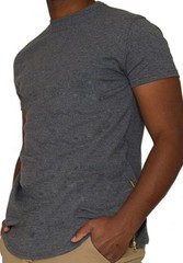 MEN HIPSTER ELONGATED HIP HOP T-SHIRTS WITH SIDE ZIPPER T-552 SOLID