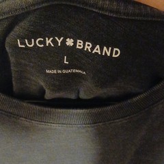 Lucky Brand Men’s Dark Green Logo Graphic Print Crew Neck T-Shirt Short Sleeve L