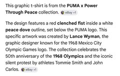 Puma x Lance Wyman Men’s Tee Shirt MEDIUM Power Through Peace Defenition Graphic