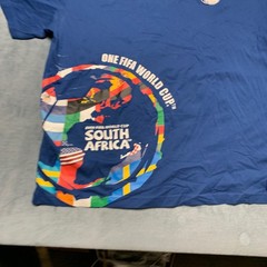 FIFA World Cup T Shirt Mens 2XL Blue South Africa 2010 Graphic Cotton Soccer Tee