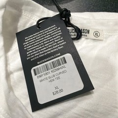 NWT Buck Mason Men’s Tee White Slub Cotton Curved Hem T shirt