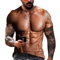 Funny Simulation Muscle T Shirt for Men 3D Printed T-shirts Summer O Neck