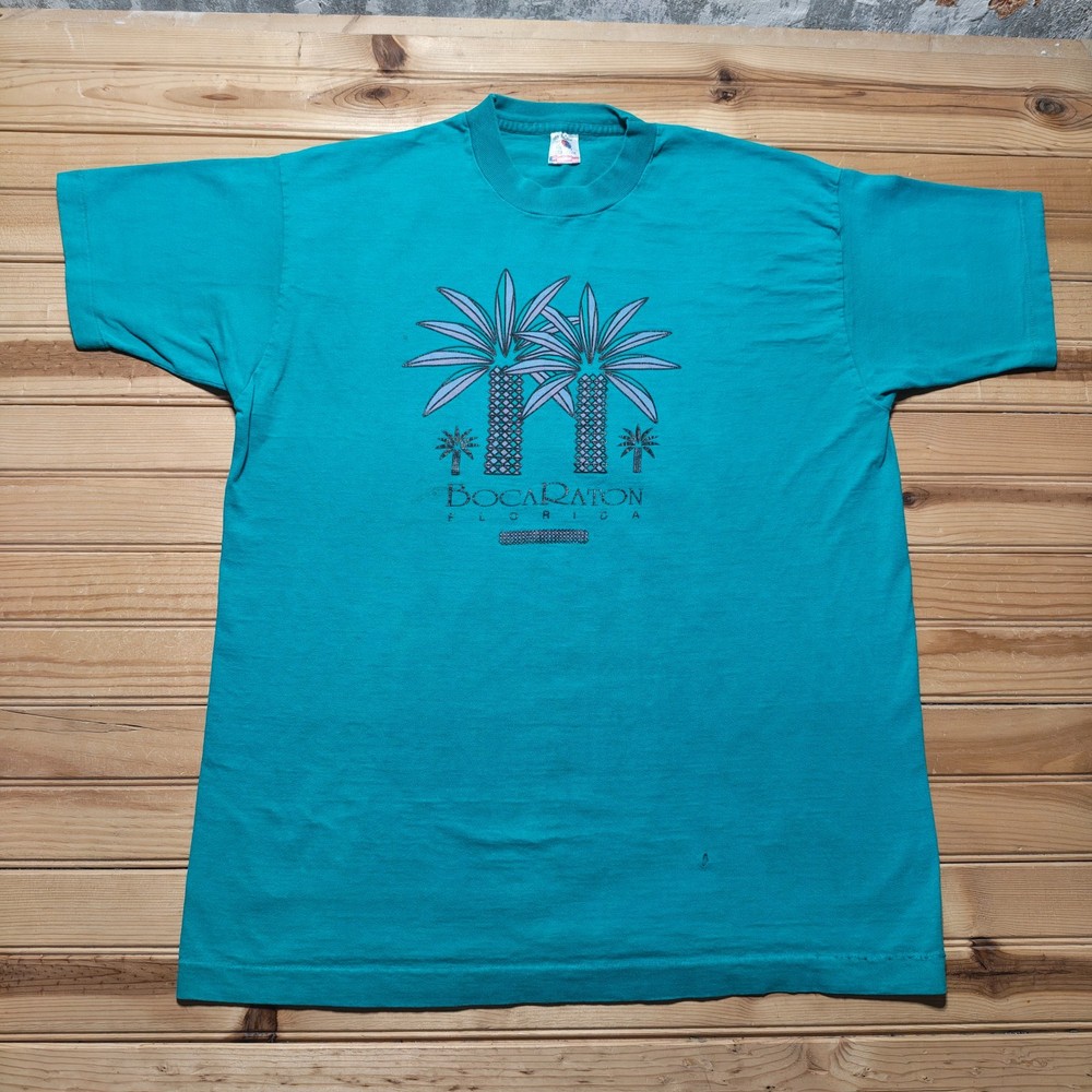 Vintage 90s Boca Raton Florida Palm Trees Beach Tourist Graphic T-Shirt USA – XL