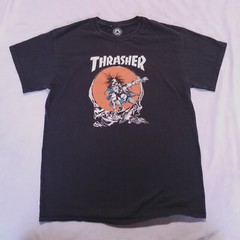 Vintage Thrasher T-Shirt Magazine Pushead Skate Outlaw Black Mens M Y2K Grunge