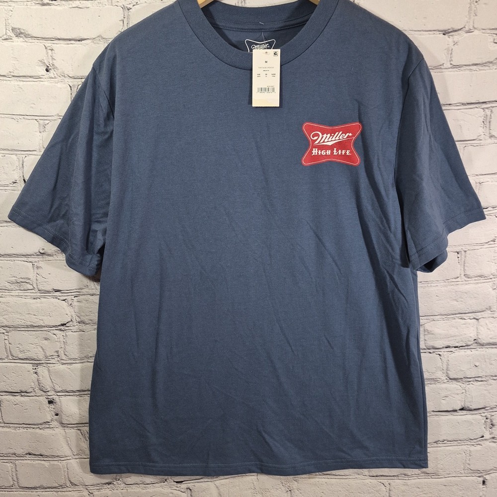Miller High Life Champagne of Beers Mens Medium Blue Classic T-Shirt New