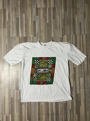 Vintage 90s Sri Lanka Art Tee White T-shirt Elephant Peacock Size Large M/L