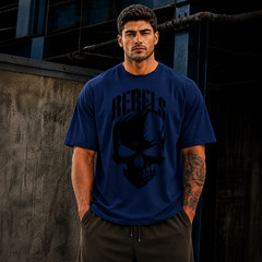 Customizable Oversized Skull Graphic Cotton T-Shirt Men’s Streetwear Gym Workout
