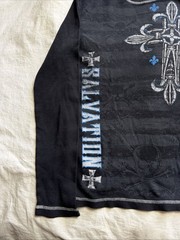 No Boundaries Men’s Long Sleeve Thermal Skull Cross Graphic T-Shirt Size M