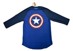 Marvel Mens Captain America Distressed Graphic Raglan Shirt NWT S
