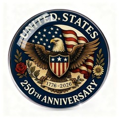United States 250th Anniversary Lapel Pin Glass 1776–2026 Patriotic