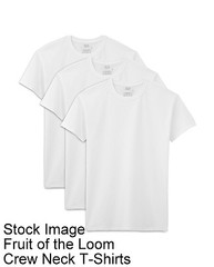 12 White Small S 34-36 Inch Crew Neck T-Shirts Fruit Of The Loom C / P 86-91 CM