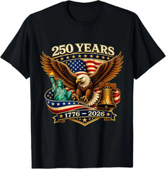 250th Anniversary USA 1776 2026 Patriotic Eagle 4th of July Christian T-Shirt
