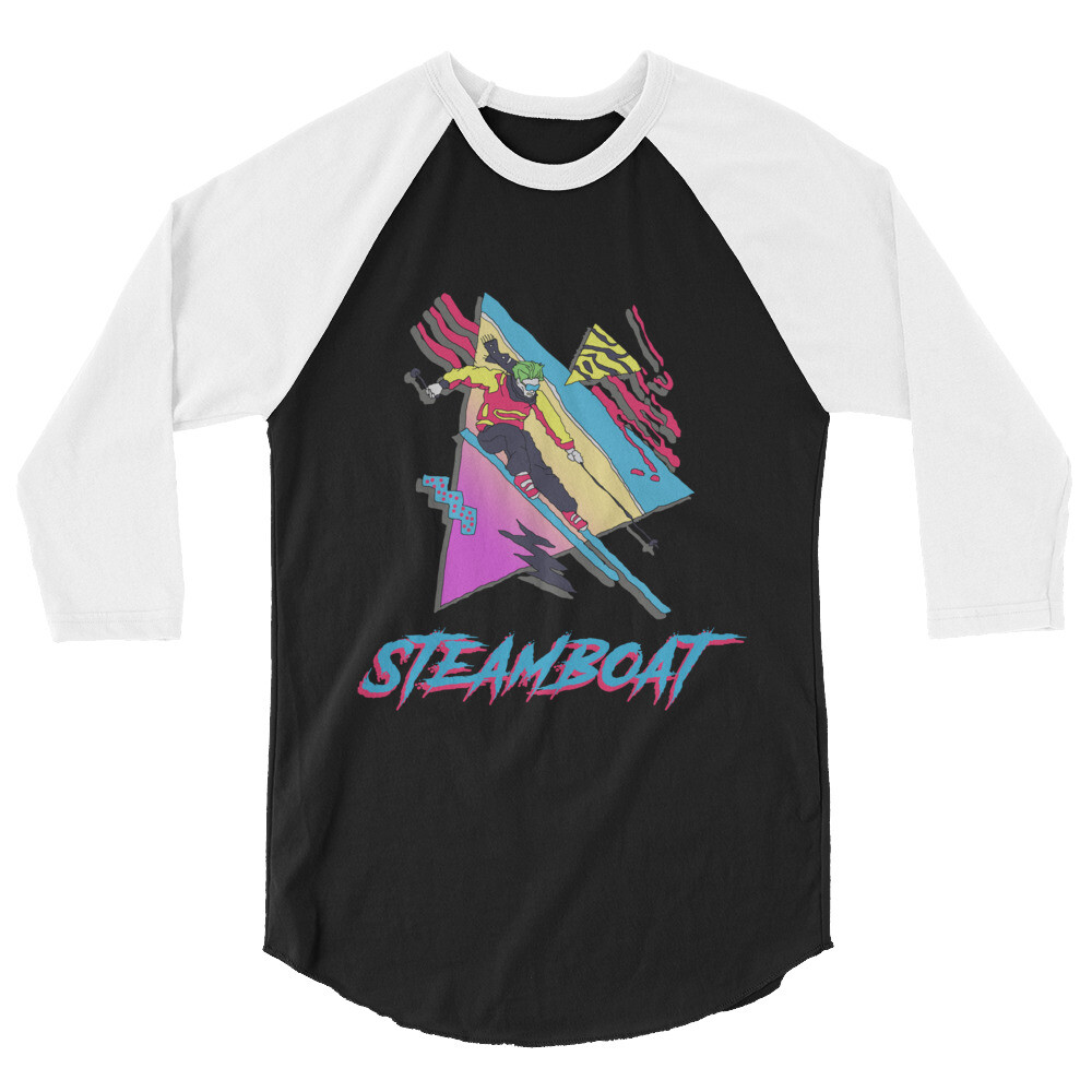 ski shirt, skier Steamboat Springs Colorado Skiing 3/4 sleeve raglan shirt