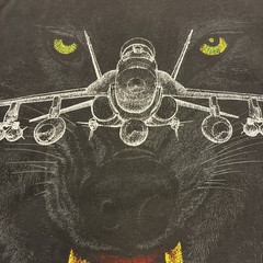 Vintage EF-18 Super Hornet Fighter Jet Wolf – T Shirt XXL Faded Boxy Double Side