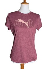 Puma Women’s Pink Heather Logo Graphic T-Shirt Short Sleeve Athletic Tee Size M