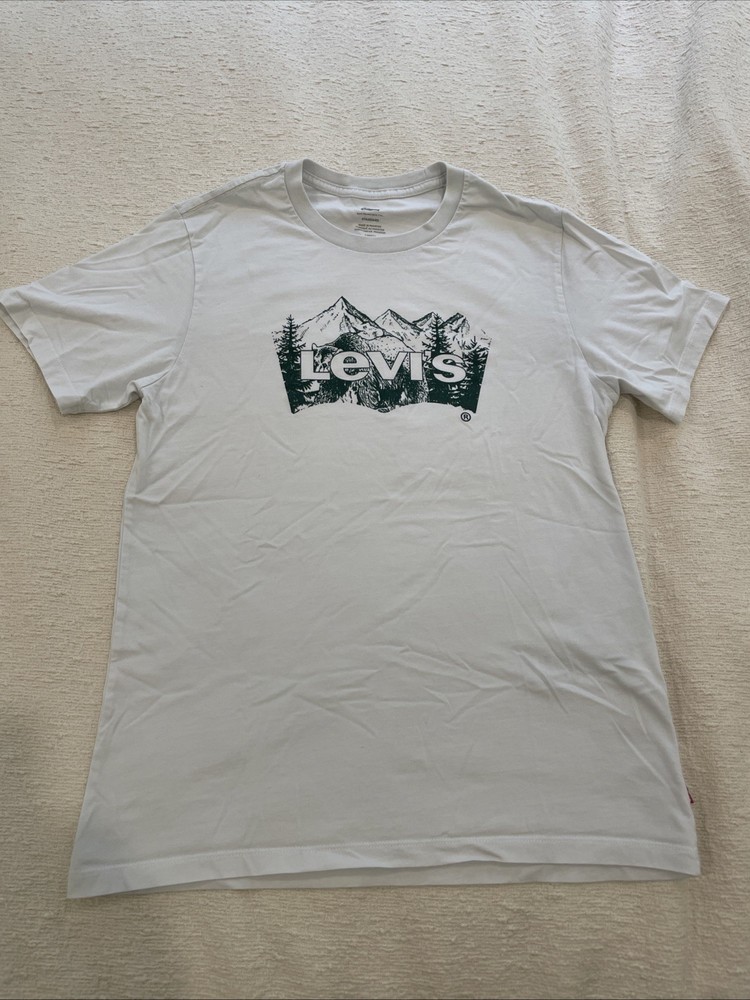 Levi’s Mountain Graphic T-Shirt Crew Neck Short Sleeve White Men’s Small