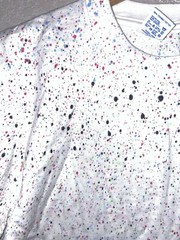 90s Vintage Jerzees Combed Cotton White Speckled Multicolor Splatter Shirt VTG b